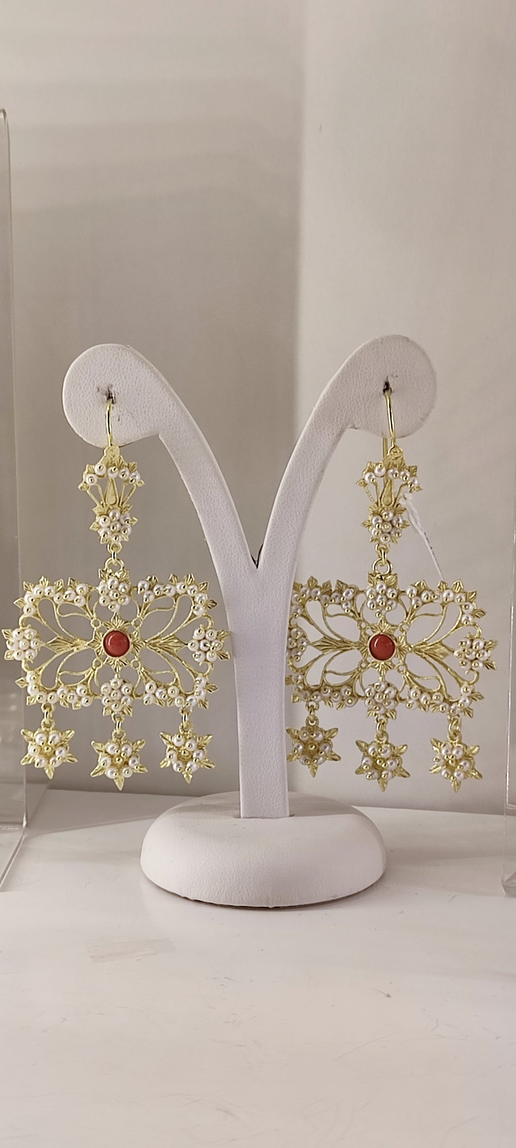 Orecchini Is Palias con corallo - grande